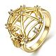 Classic Spider Web Real 18K Gold Plated Brass Cubic Zirconia Finger Rings RJEW-BB06571-7G-1