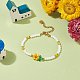 Glass Braided Flower of Life Link Bracelet with Natural Pearl Beaded Bracelet for Women BJEW-TA00173-2