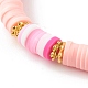 Set di bracciali elastici perline heishi in argilla polimerica per San Valentino BJEW-JB06298-03-4