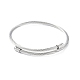 304 bracelet manchette ouvert en acier inoxydable avec perle ovale BJEW-C031-01P-3