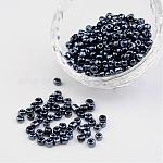 6/0 opaco granos de semillas de vidrio redondas de colores brillantes, azul de Prusia, tamaño: aproximamente 4 mm de diámetro, agujero: 1.5 mm, aproximamente 495 unidades / 50 g