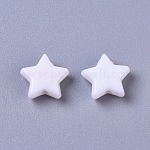 Opaque Acrylic Beads, Star, White, 9.5x9.5x3.5mm, Hole: 0.5mm