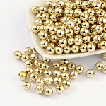 Célébrations de carnaval, perles de mardi gras, Perles acryliques plaquées, ronde, or, environ 8 mm de diamètre, Trou: 1.5mm, environ 2000 pcs/500 g