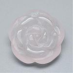 Pendentifs de quartz rose naturel, fleur, 24~25x24~26x8~10mm, Trou: 1mm