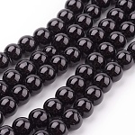 Chapelets de perles en verre nacré, nacré, ronde, noir, 8mm, Trou: 1mm, Environ 100 pcs/chapelet, 30.71 pouce (78 cm)
