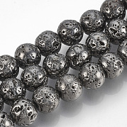 Гальванические бусины из натуральной лавы G-T061-55D-4mm