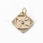 Brass Micro Pave Clear Cubic Zirconia Charms KK-Q765-010-NF