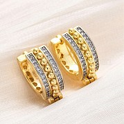 Латунные серьги-кольца из прозрачного кубического циркония EJEW-H158-17B-GP