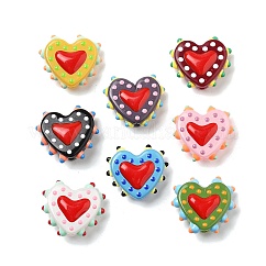 Pintura para hornear vidrio cuentas rugosas corazón, con esmalte, color mezclado, 16~17x18x7mm, agujero: 1.2 mm