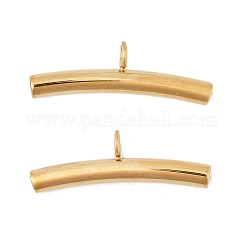 Fianzas de tubo de acero inoxidable 304, tubo curvado, real 14k chapado en oro, 7.5x20~22x3mm, agujero: 2.3 mm, diámetro interior: 2.6 mm