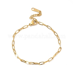 Pulsera de cadena con clip de acero inoxidable 304 con revestimiento iónico (IP) para mujer, real 14k chapado en oro, 6-1/2 pulgada (16.4 cm)