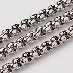 Cadenas de caja de acero inoxidable 304 resistentes al deslustre, con carrete, sin soldar, color acero inoxidable, 4x4mm, aproximadamente 32.8 pie (10 m) / rollo