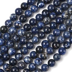 Redondas sodalita naturales hebras de abalorios, 14mm, agujero: 1.2 mm, aproximamente 28 pcs / cadena, 15.35'' (39 cm)