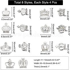 32 pieza de 8 cabujones de aleación con forma de corona para decoración de uñas con rhinestone&nbsp;MRMJ-FH0001-20