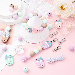 DIY-Kits zum Herstellen von Bubble Tea und runden Schlüsselanhängern aus Silikon&nbsp;DIY-YW0011-19