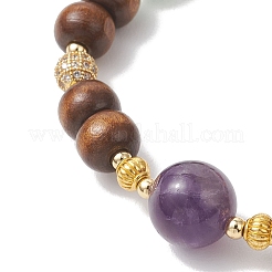 Pulseras elásticas de la suerte con cuentas de amatista natural&nbsp;BJEW-JB13291