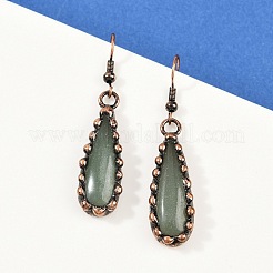 Orecchini pendenti a goccia in ottone con pietre miste naturali&nbsp;G-B149-15R