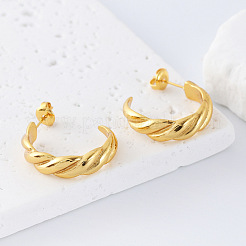Orecchini a perno a forma di C in acciaio inossidabile 304 intrecciati per donna&nbsp;WT6773