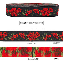6.8 m flaches Polyester-Jacquard-Blumenband im Ethno-Stil&nbsp;OCOR-WH0082-133B