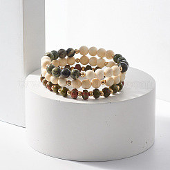 3 Stück 3-teiliges Stretch-Armband-Set aus natürlichem Unakit&nbsp;BJEW-JB07831
