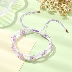 Braccialetti da donna con perline intrecciate regolabili con fiori di vetro intrecciato&nbsp;BJEW-MZ00100