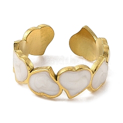Anelli polsino aperto in acciaio inossidabile 304 smaltato a forma di cuore per donna&nbsp;RJEW-F166-30G-02