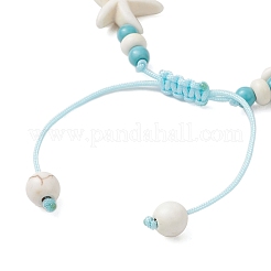 Seestern & Schildkröte synthetische türkisfarbene Perlen geflochtene Perlenarmbänder für Frauen&nbsp;BJEW-JB12130-03