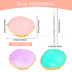 Palette de couleurs d'agate imitation résine et spatules à double tête en acier inoxydable 430&nbsp;MRMJ-FG0001-14