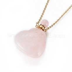 Collares pendientes de botella de perfume abrible de cuarzo rosa natural&nbsp;G-K295-A01-G