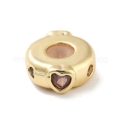 Messingperlen mit Mikropflaster und klaren Zirkonia zum Valentinstag&nbsp;LS-KK-K361-06G