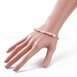 Bracelet en perles de perles naturelles avec chaînes de trombones en laiton pour femme&nbsp;BJEW-JB07920-02