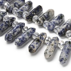 Brins de perles à double pointe en jaspe bleu naturel&nbsp;G-H069-A10-01