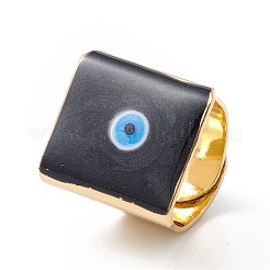 Quadratische Emaille-Breitband-Fingerringe mit bösem Blick&nbsp;LS-RJEW-A014-02G-08