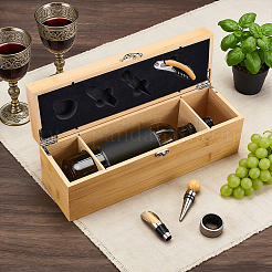 Scatole regalo in legno per vino con fermagli e 4 apribottiglie&nbsp;CON-WH0089-269