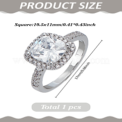 1 Stück Messing-Fingerringe mit Mikropflaster und Zirkonia für Damen&nbsp;RJEW-LP0001-27