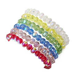 Pulseras de hilo de vidrio elástico coreano con cuentas de vidrio electrochapado transparente&nbsp;BJEW-JB11687