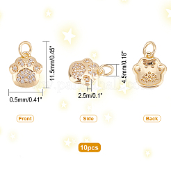 10 pièces en laiton micro pavé breloques en zircone cubique claire&nbsp;KK-FH0003-23