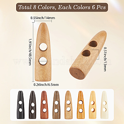 48 Stück 8 Farben 2-Loch Holzknöpfe&nbsp;WOOD-GF0002-35A