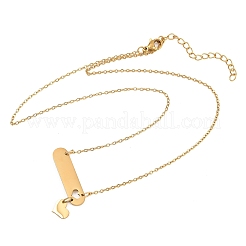 Collane con ciondolo ovale lungo a forma di cuore in acciaio inossidabile 304&nbsp;NJEW-H093-10G