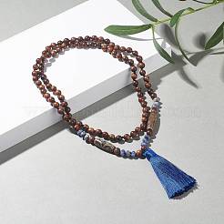 108 collier de perles de mala avec pompon&nbsp;NJEW-JN03791