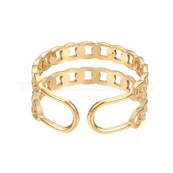Anillo de puño abierto con cadena de eslabones de acero inoxidable 304&nbsp;RJEW-T023-13G