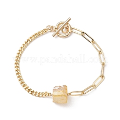 Braccialetti con maglie in quarzo naturale con prisma esagonale elettrolitico&nbsp;BJEW-JB10753-01