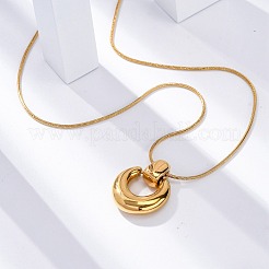 Collane con ciondolo ad anello in acciaio inossidabile 304 e catena a serpente&nbsp;NJEW-U026-06G