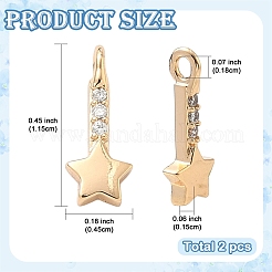 2 pieza de dijes de circonita cúbica micro pavé de latón&nbsp;KK-YW0004-22