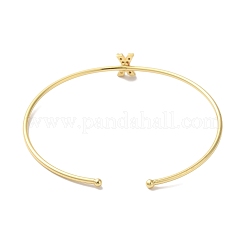 Braccialetti aperti con lettera in micro pavé di ottone placcato a cremagliera con zirconi trasparenti&nbsp;BJEW-A018-01G-X