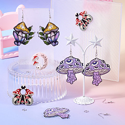 DIY-Set zur Herstellung baumelnder Ohrringe aus Acryl mit Pilzen&nbsp;DIY-TA0009-64