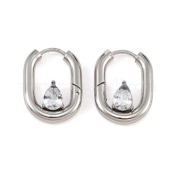 Pendientes de aro de acero inoxidable 304 con circonitas cúbicas para mujer&nbsp;SA-CBAF36C-05P