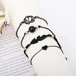 4 braccialetti con maglie in lega di loto e braccialetti con perline in 4 stili per donna&nbsp;WGB67B7-01