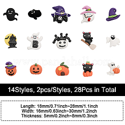 28 Stück 14 Stile Halloween undurchsichtige Harz-Cabochons&nbsp;RESI-CA0001-60