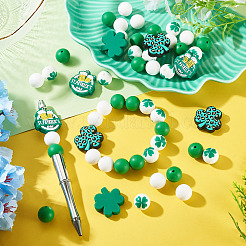 36 Stück Silikonperlen mit St. Patrick's Day-Motiv in 6 verschiedenen Ausführungen&nbsp;SIL-TA0003-48